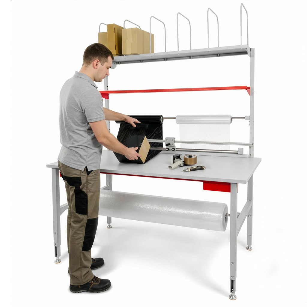 Mega-M S-160 tavolo imballaggio 160x80 regolabile grigio