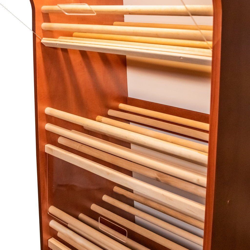H-200 L-60 Espositore Pane Plexi LED 4 Ripiani Pero