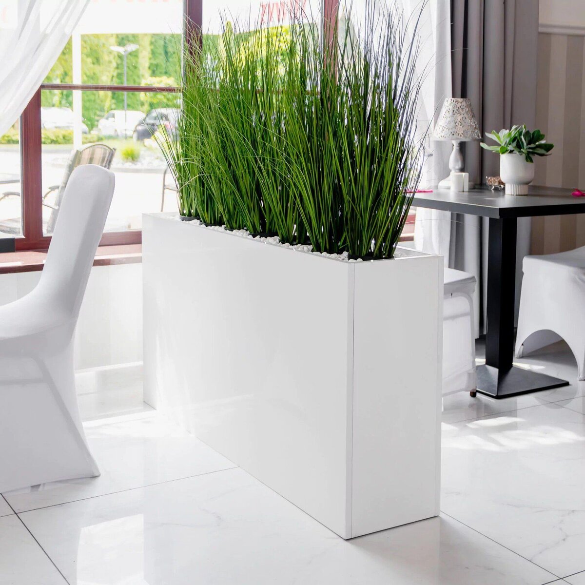 Mega-M 135 cm fioriera interno con ruote bianco lucido