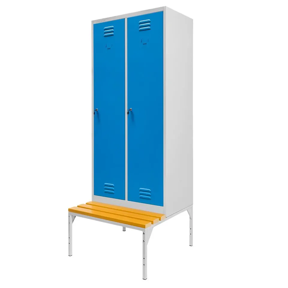 Mega-M Armadietto spogliatoio 2 ante 80 cm grigio blu con panca