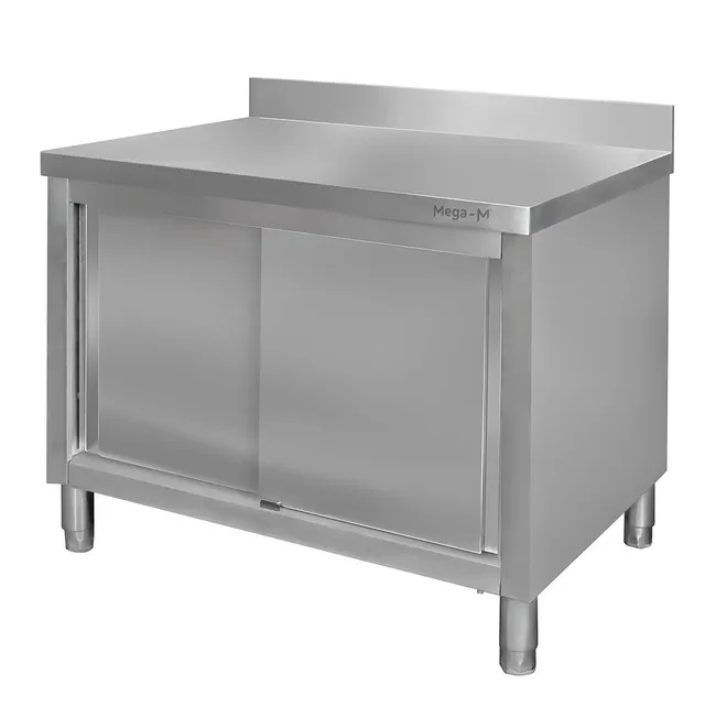 Mega-M 140x60x85 tavolo inox con armadio ante scorrevoli