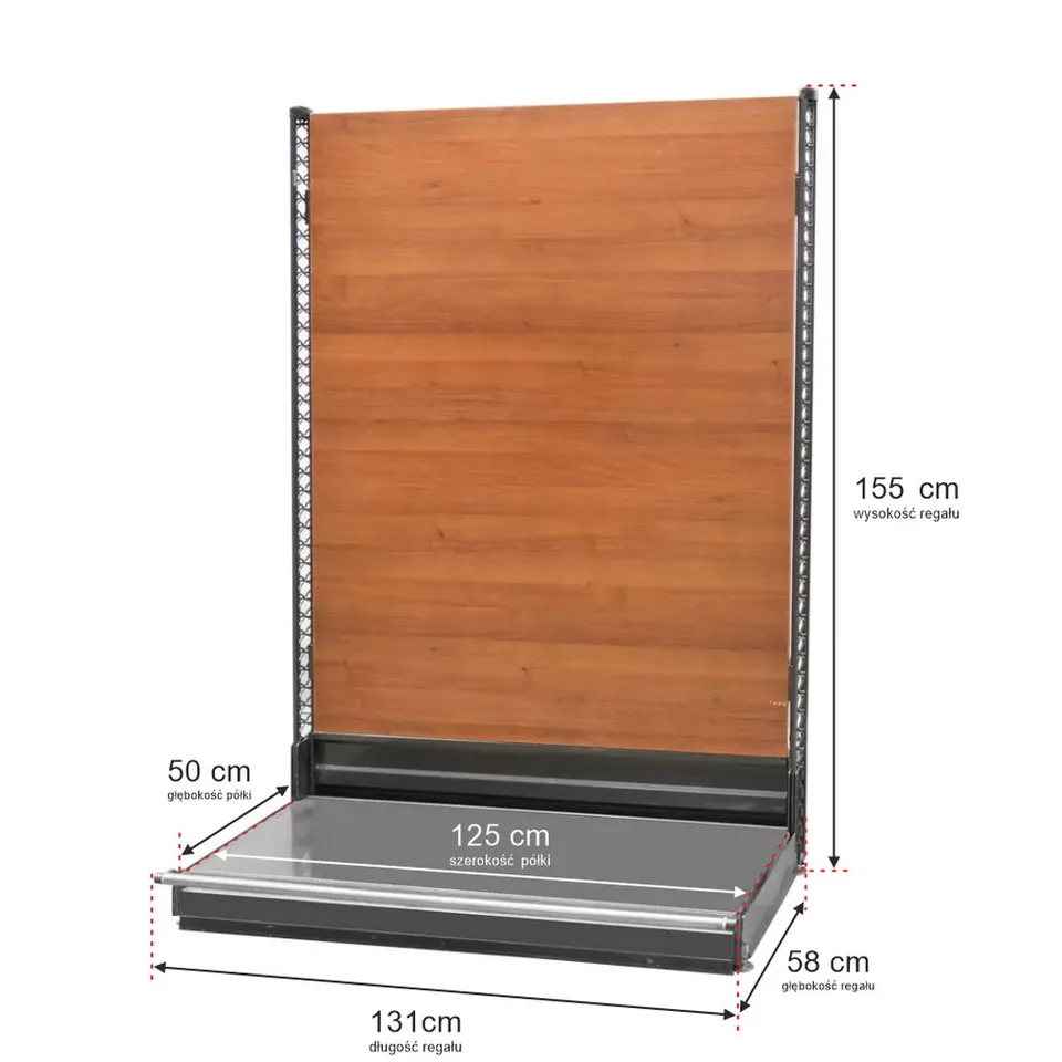 Wanzl H-155 Scaffale da Negozio a Parete 131 cm Base Rovere
