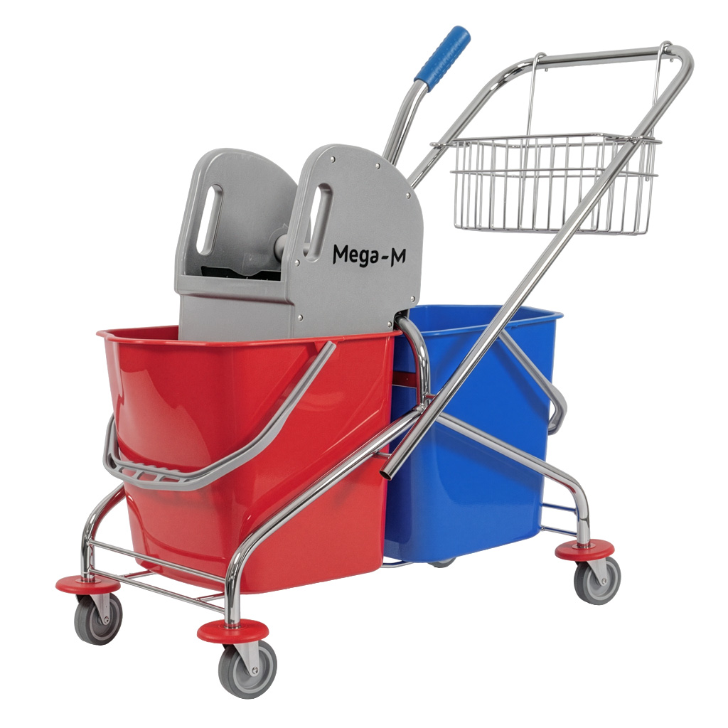 Mega-M Carrello Pulizie 2x23L con Strizzatore e Cestello