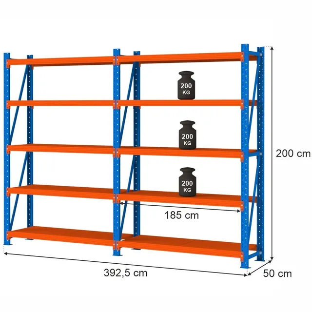 Mega-M Fortis Light 200x392,5x50 scaffale 10 ripiani 200 kg