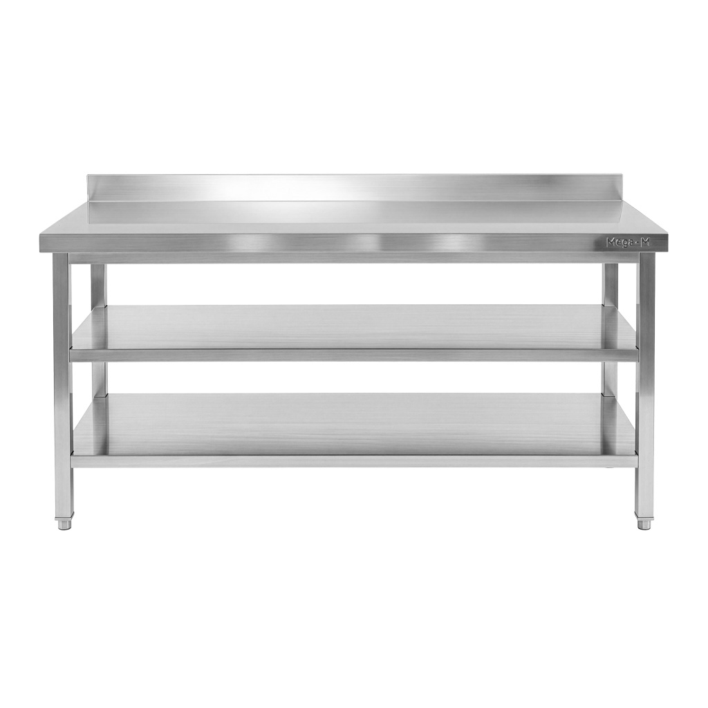 Mega-M X Standard tavolo inox 200x70x85 cm 2 ripiani