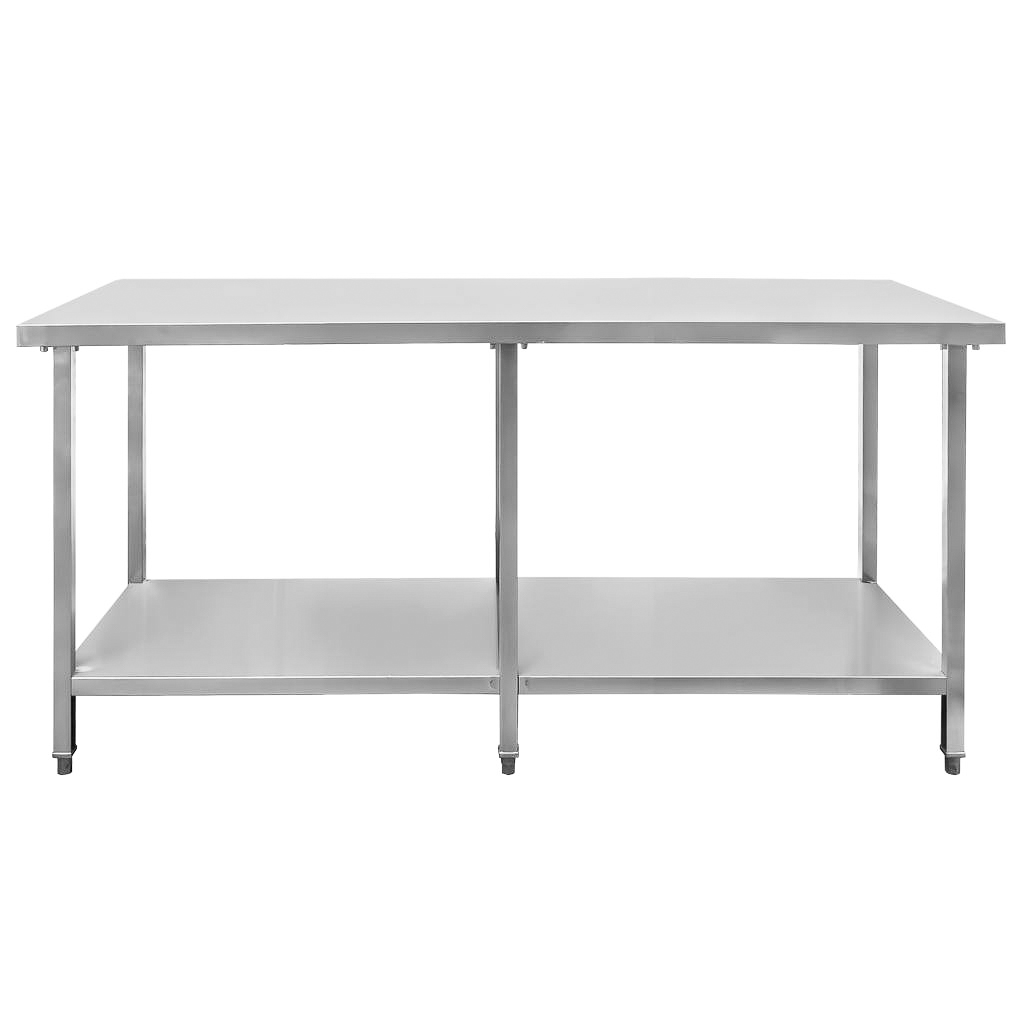 Mega-M tavolo inox centrale con ripiano 180x80x85 cm 6 gambe