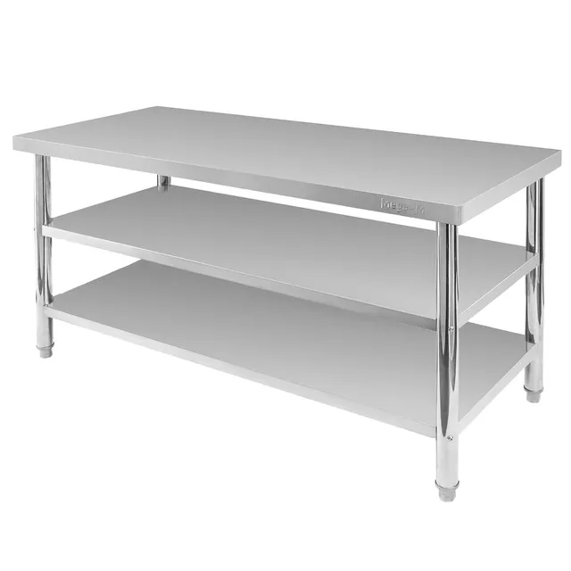 Mega-M X Standard tavolo inox 160x70x85 cm con 2 ripiani