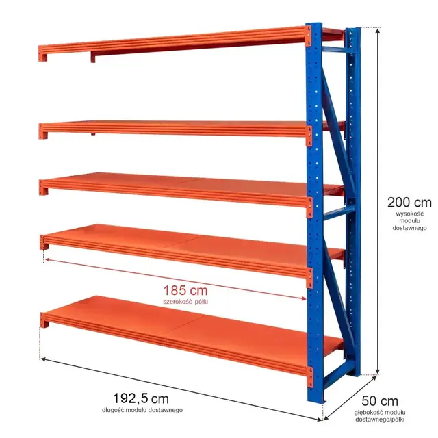 Mega-M Fortis Light 200x192,5x50 scaffale metallo 5 ripiani aggiuntivo