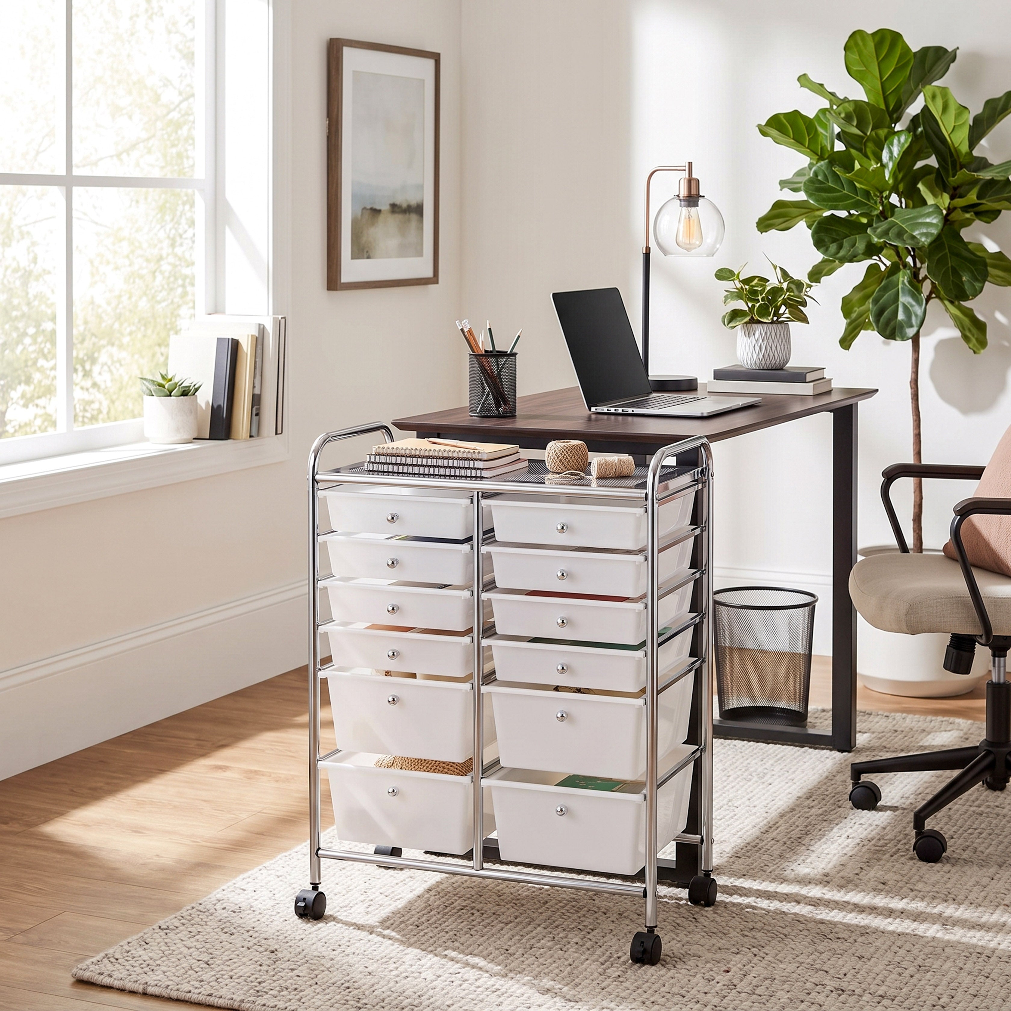 Seville Classics Carrello Organizer 12 Cassetti Bianco