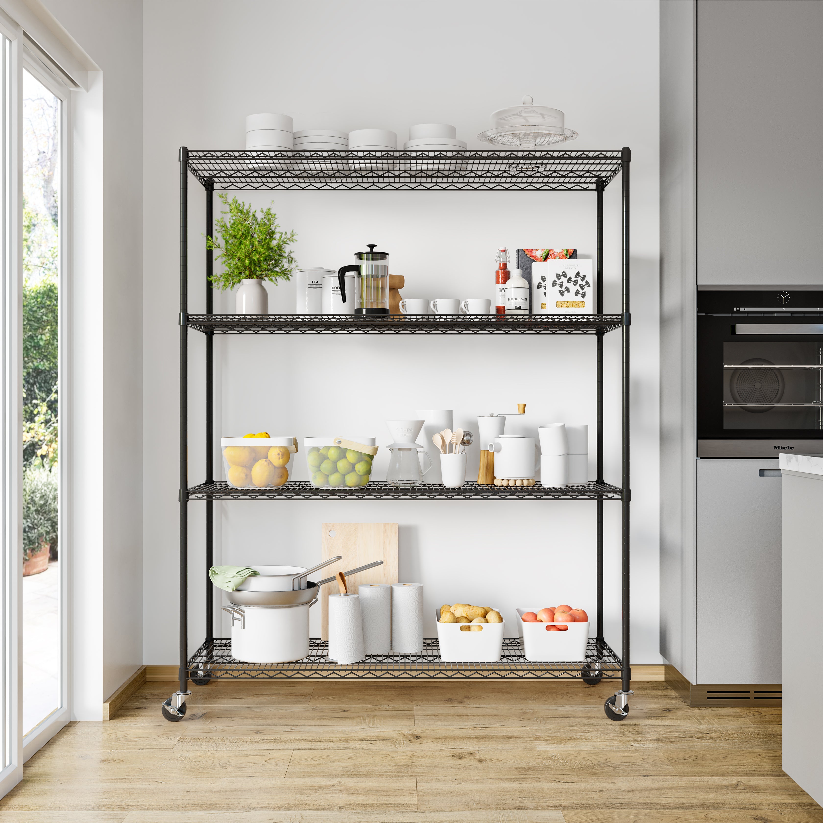 Seville Classics UltraDurable SHE24601 scaffale nero 4 ripiani