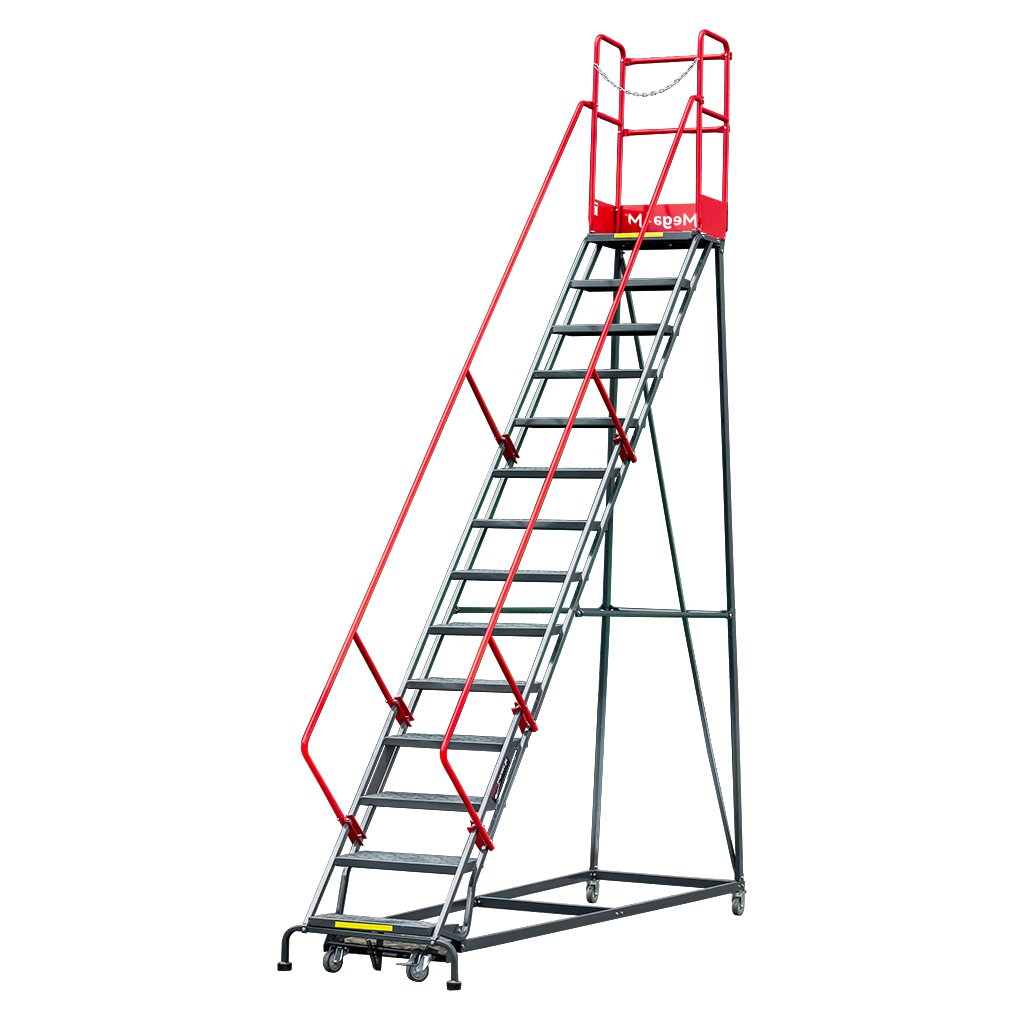 Mega-M H 357 cm scala magazzino mobile 14 gradini con freno
