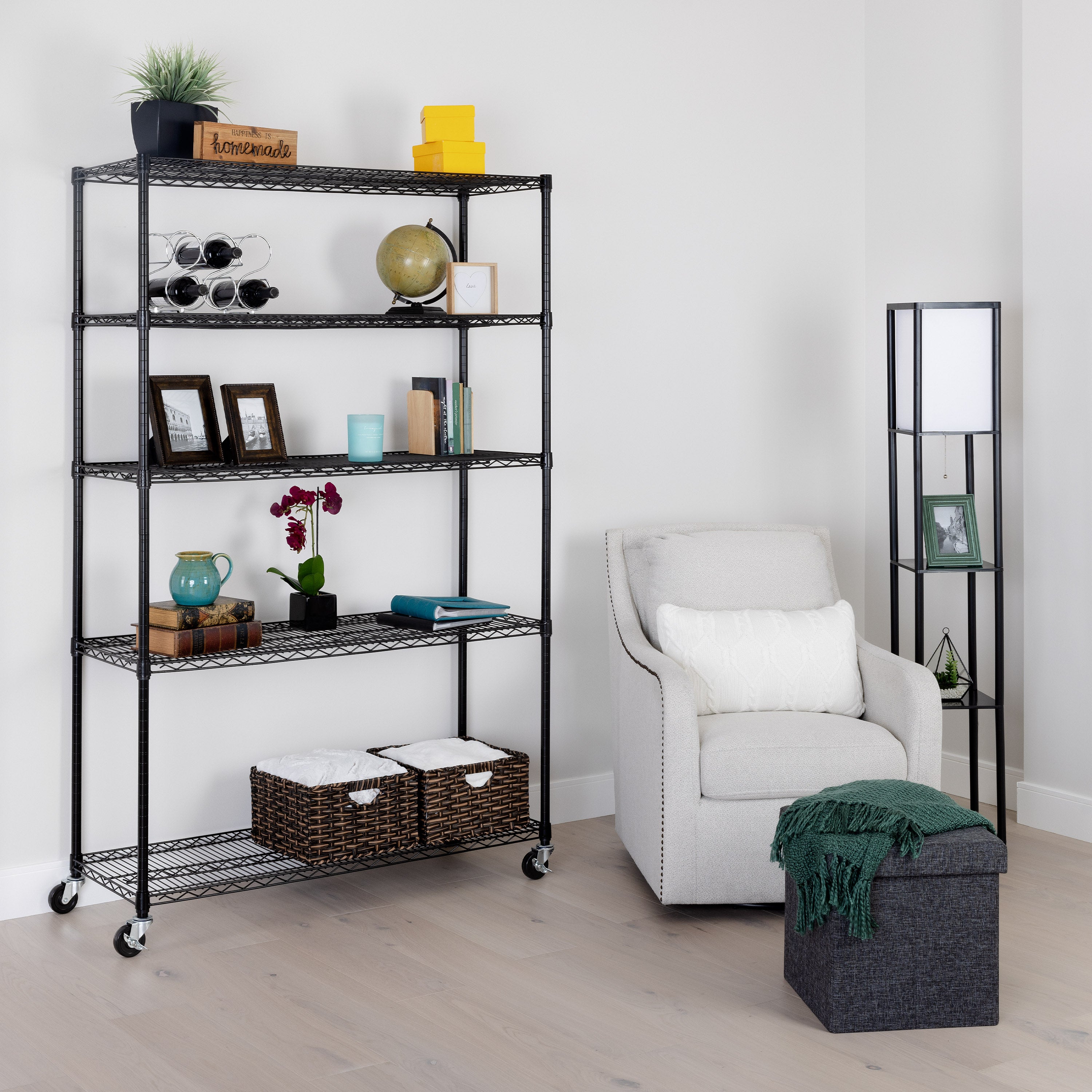 Seville Classics UltraDurable scaffale acciaio 5 ripiani nero ruote