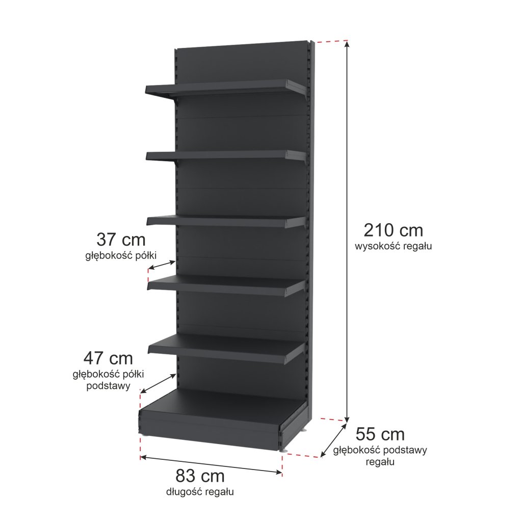 Mega-M Merkury II scaffale testata grafite H 210 cm L 83 cm