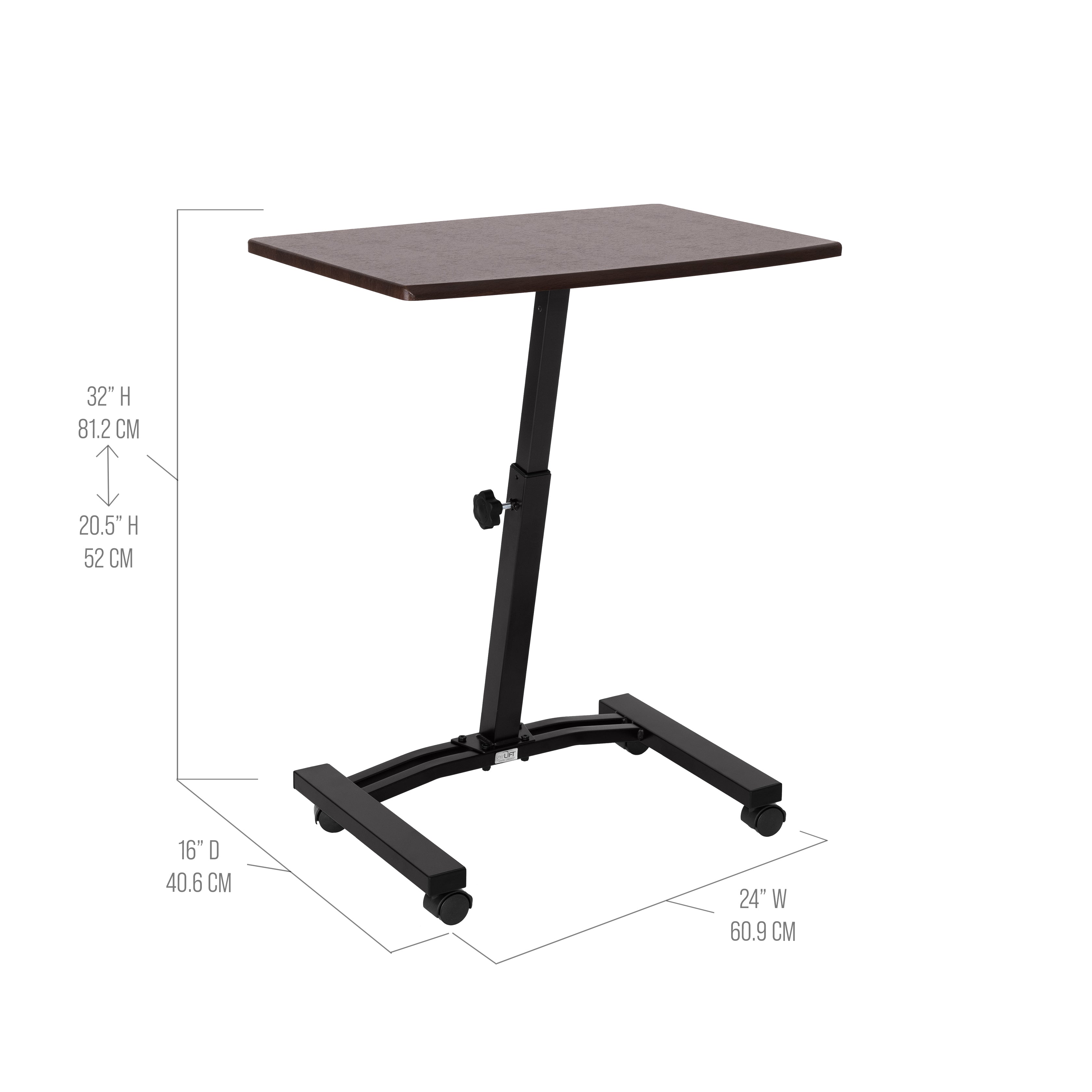 Seville Classics airLIFT carrello laptop noce regolabile 61-81 cm