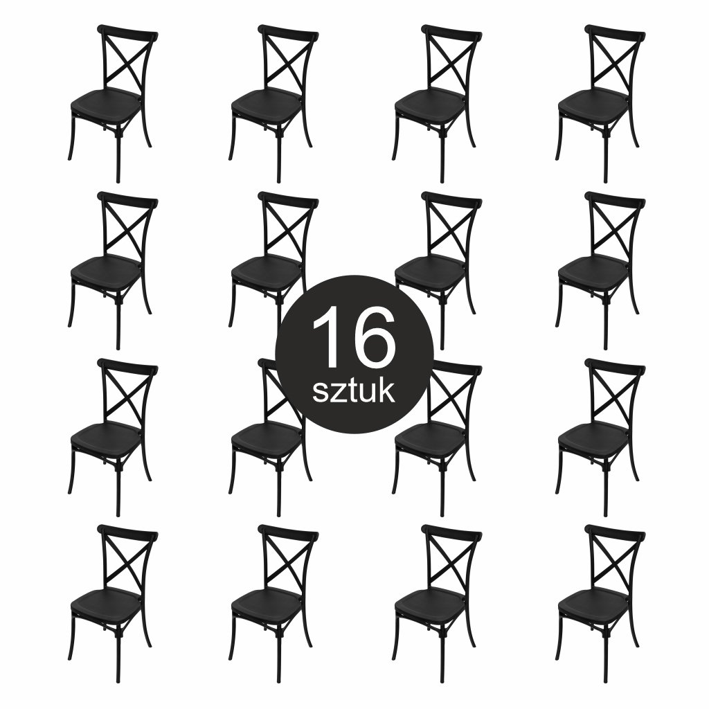Furvero Boho PP sedia banchetto nera set 16 pz portata 150 kg