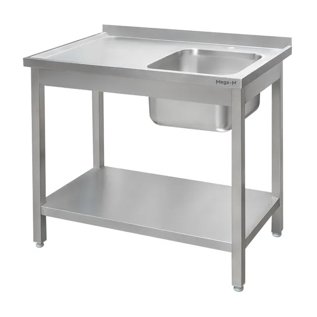 Mega-M 120x70x85 cm lavello inox vasca destra con scaffale