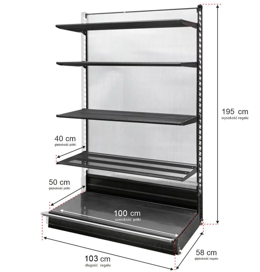 Wanzl scaffale negozio a parete H-195 L-103 4 ripiani aggiuntivo