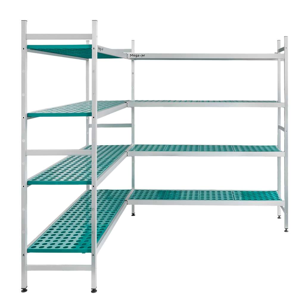 Mega-M Alufri scaffale alluminio angolare 154x151 cm 4 ripiani