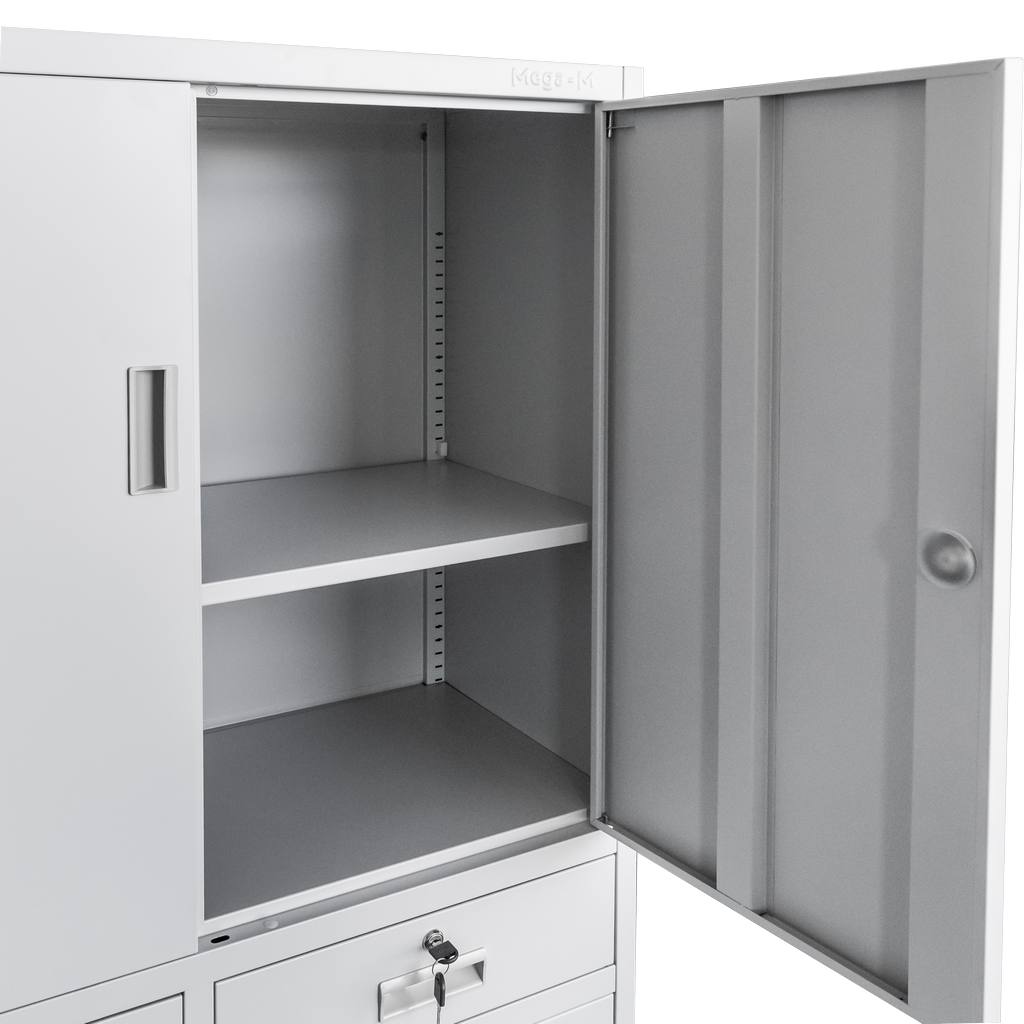 Mega-M Wenus armadio ufficio 90x40x185 grigio 2 cassetti