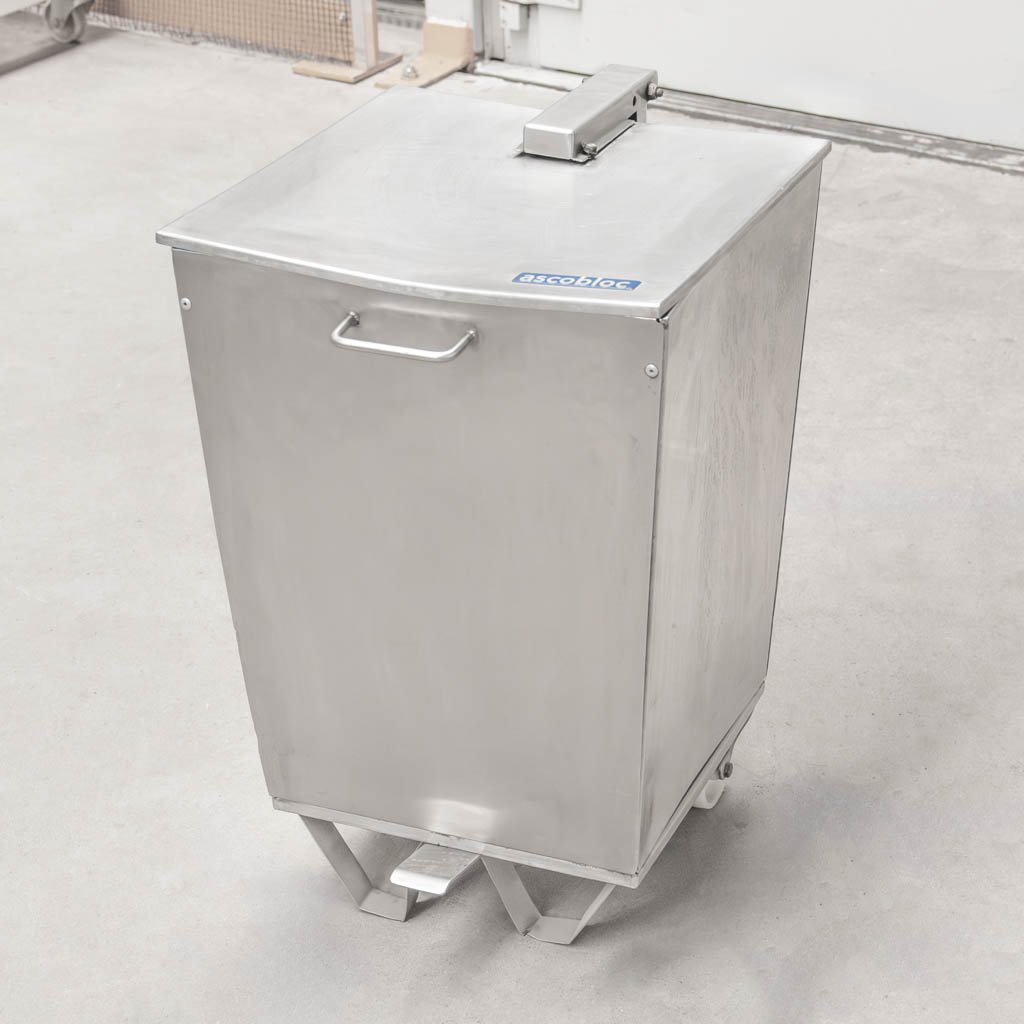 Ascobloc S bidone inox con coperchio 41x41x62 cm
