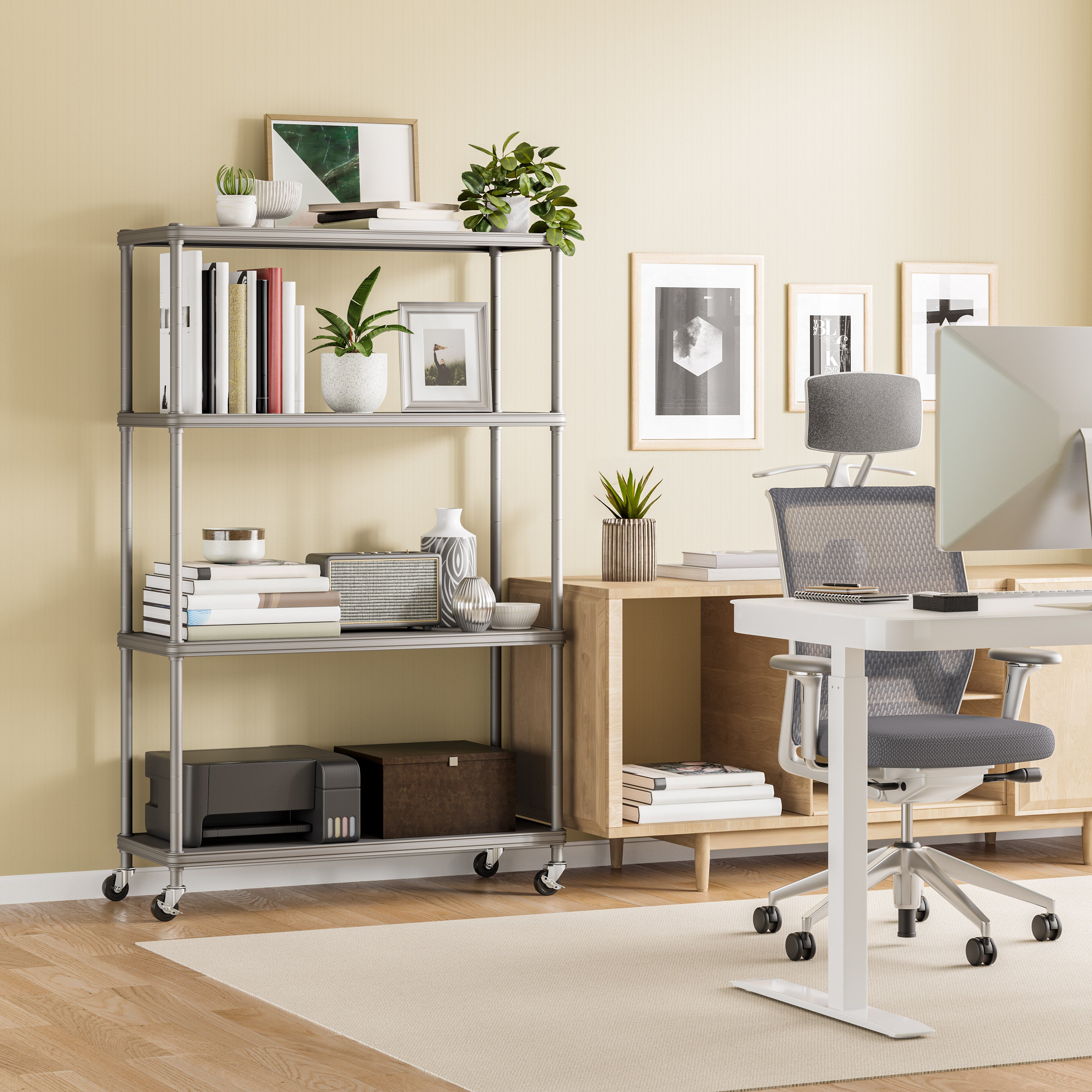 Seville Classics HOME SHE15395B Scaffale 4 Ripiani Platino