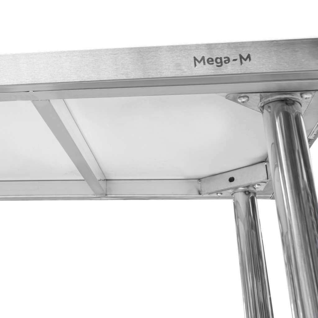 Mega-M Standard tavolo inox centrale 160x70x85 cm con ripiano