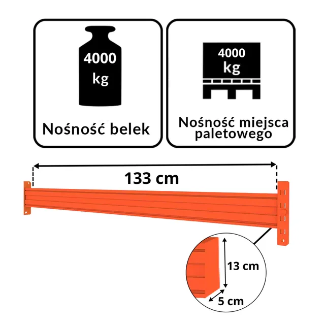 Nedcon traversa portapallet 133 cm 4000 kg arancione