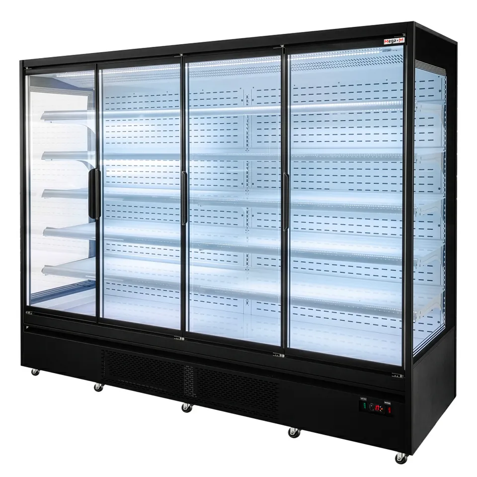 Mega-M Hugo Plus RU banco frigo verticale L 250 cm nero porte vetro