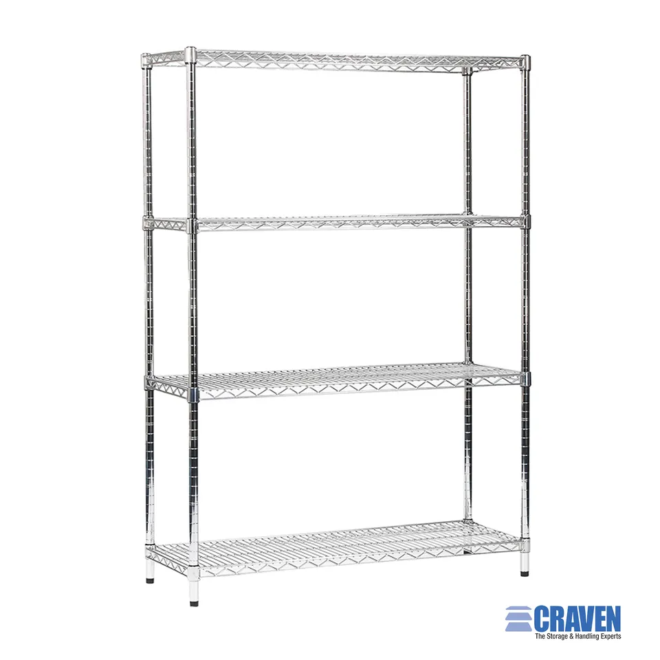 Craven CHM scaffale filo cromato 4 ripiani esposizione