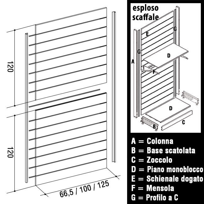 Agosistem schienale dogato scaffale supermarket melaminico