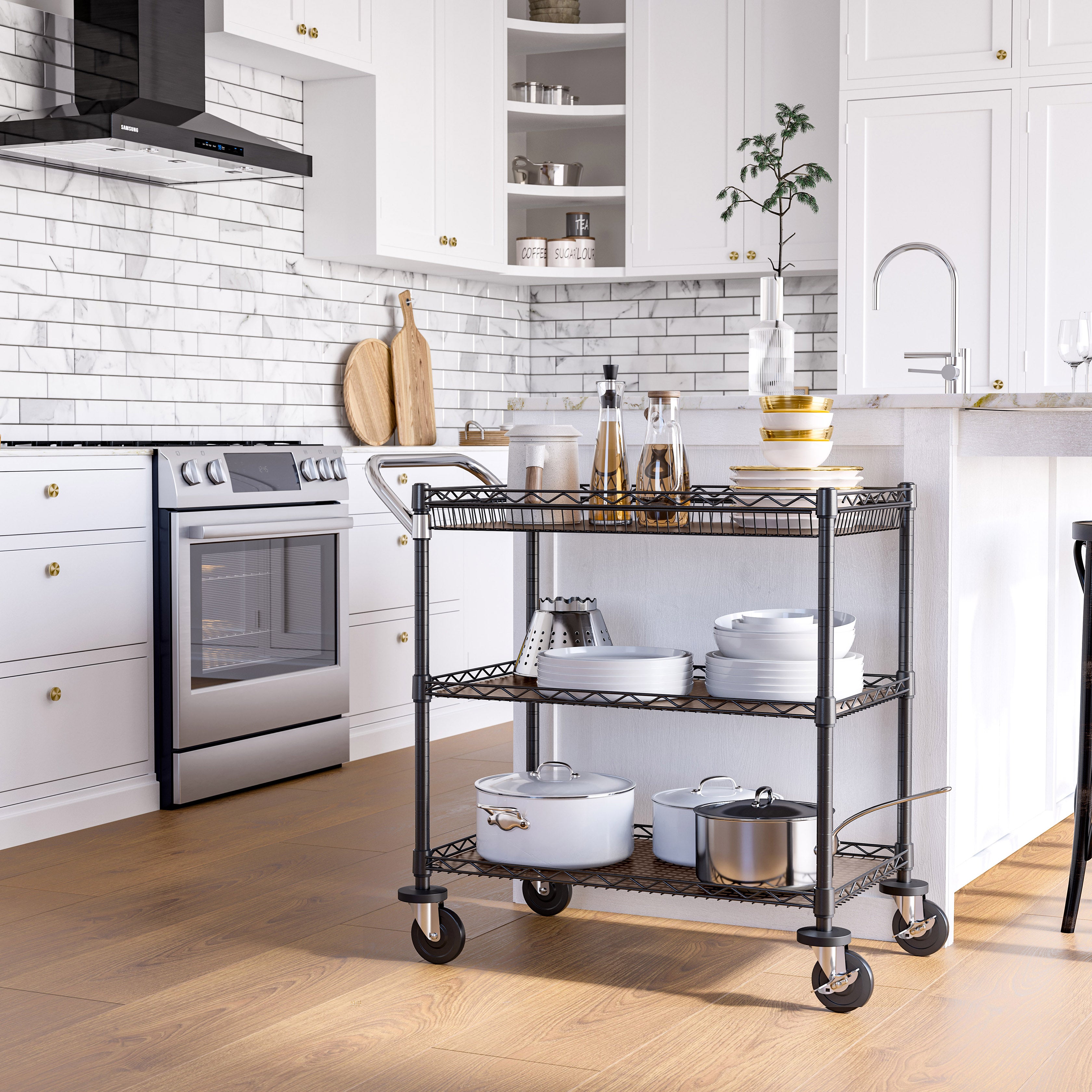 Seville Classics Carrello cucina 3 ripiani cromato 227 kg