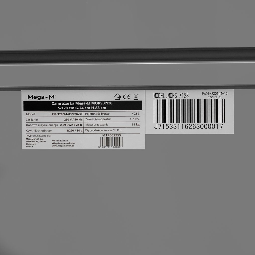 Mega-M MORS X128 congelatore a pozzetto 402L
