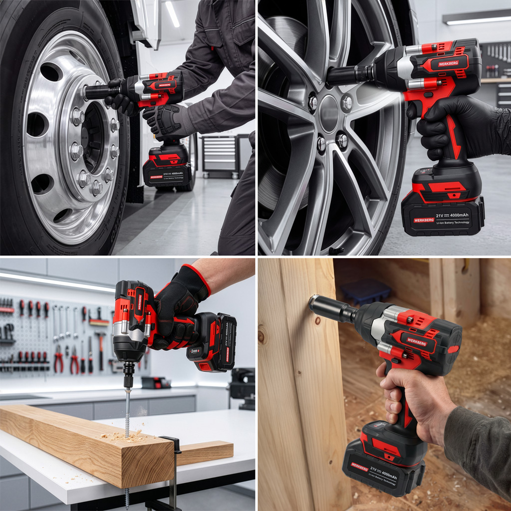 Werkberg KUDKQ101 chiave a impulsi 900 Nm brushless 2 batterie