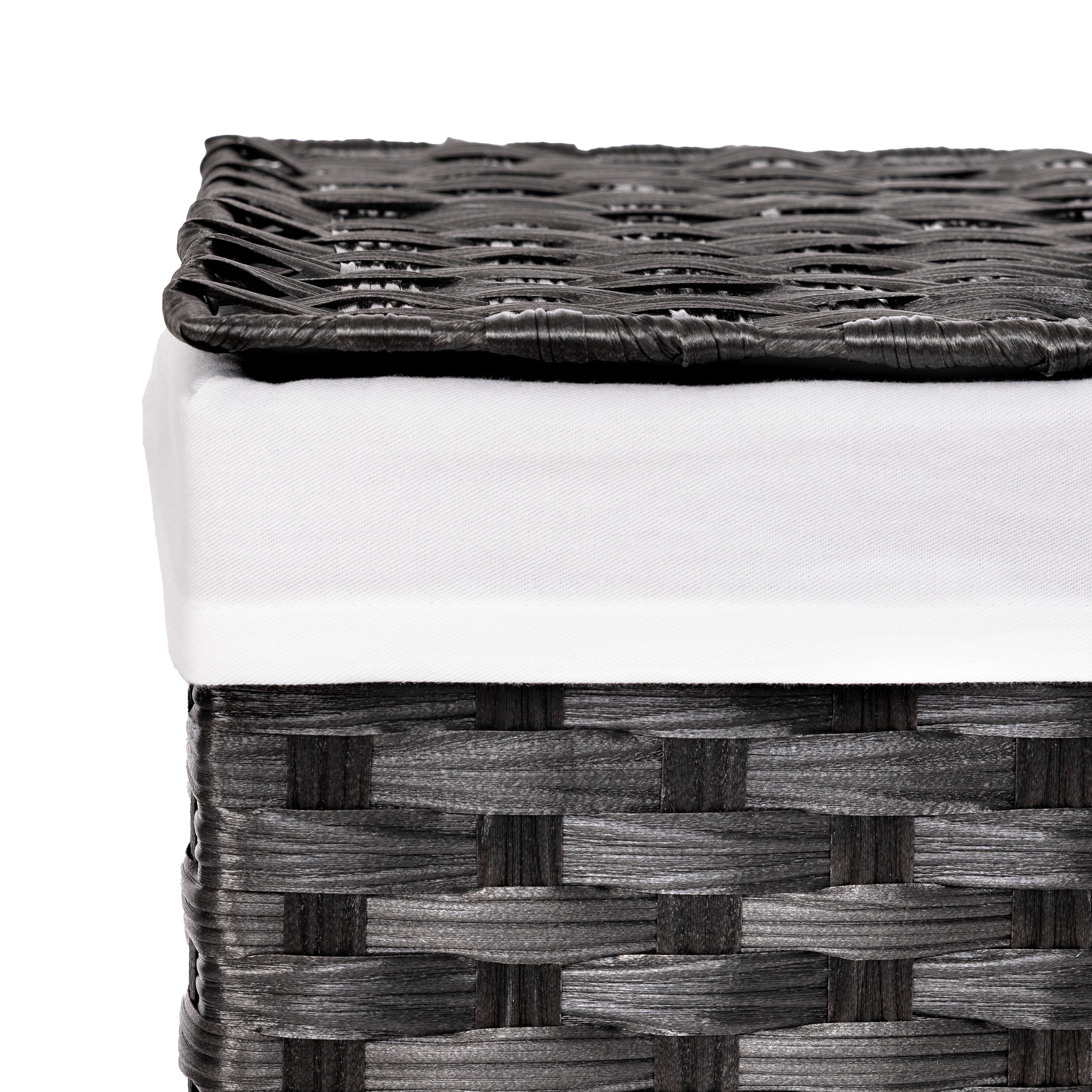 Seville Classics Cesto Portabiancheria Intrecciato Nero con Coperchio