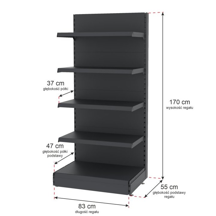 Mega-M Merkury II H-170 L-83 scaffale negozio grafite 120 kg