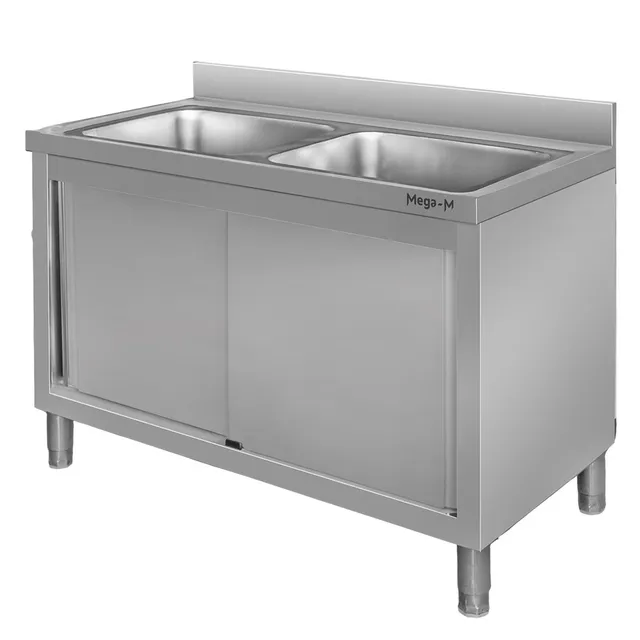 Mega-M lavello doppia vasca con armadio 100x60 cm inox