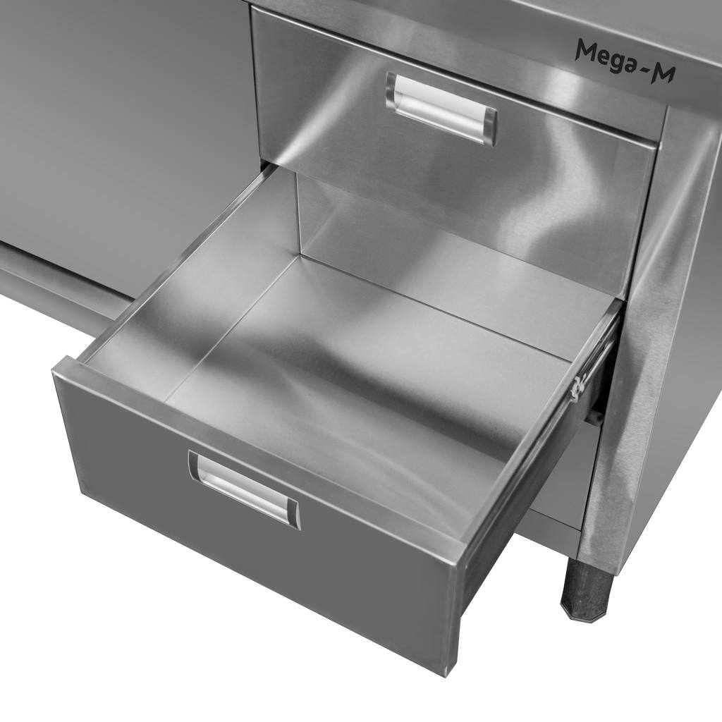 Mega-M Tavolo Inox 140x60x85 Armadio 3 Cassetti
