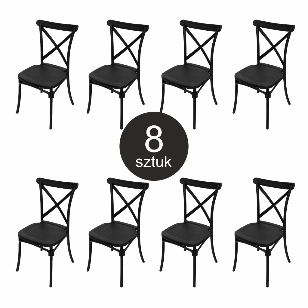 Furvero Boho Sedia Banchetto PP Nero Set 8 Pezzi