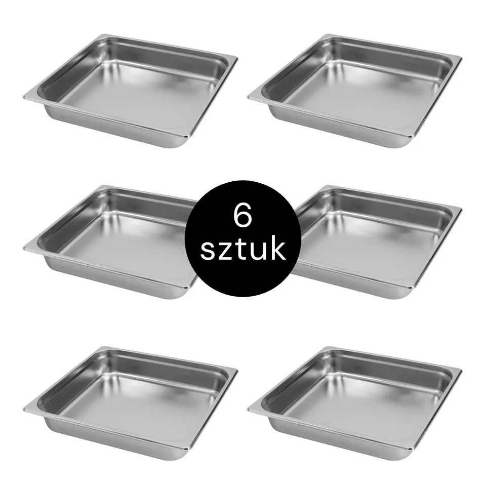 Mega-M GN 2/3 contenitore gastronorm inox 6,5 cm 6 pezzi