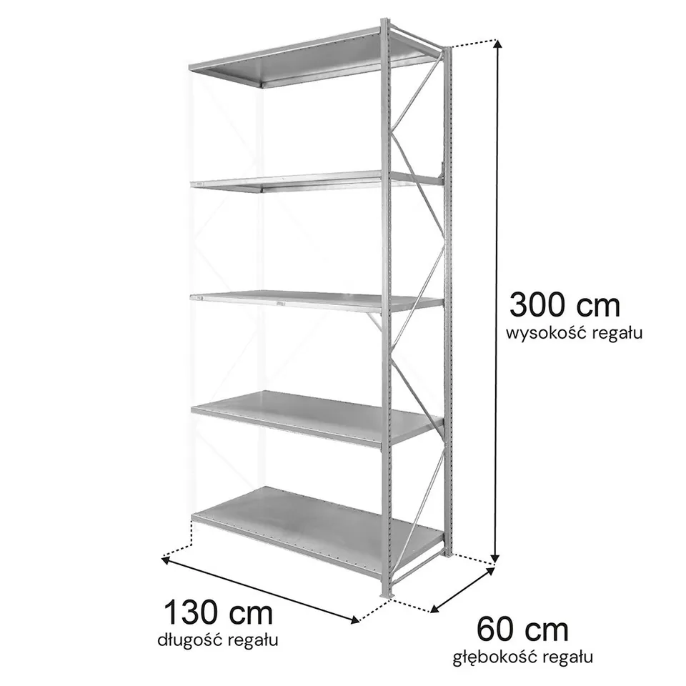Stow Scaffale Magazzino 5 Ripiani 300x130x60 Aggiuntivo