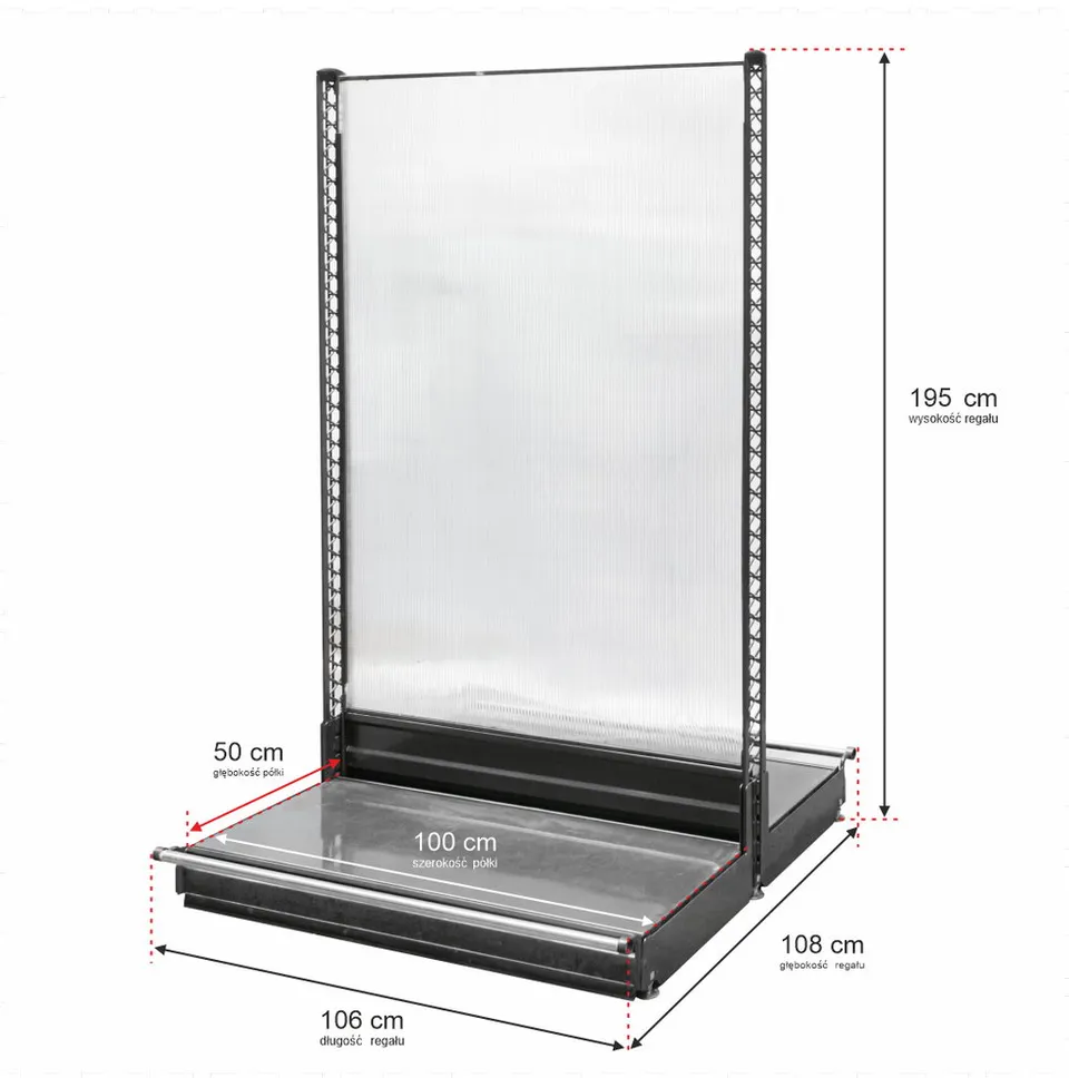 Wanzl H195 scaffale negozio doppia L106 cm policarbonato
