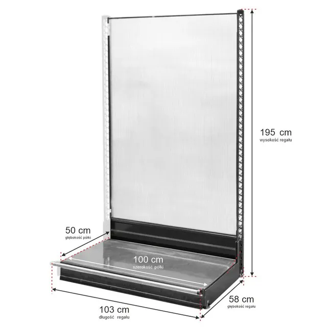 Wanzl scaffale da negozio a parete H 195 L 103 cm policarbonato
