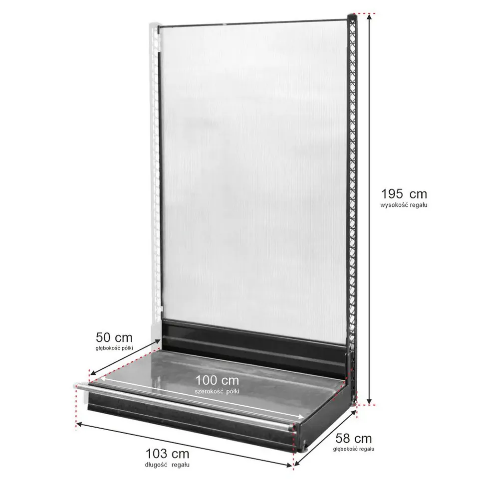 Wanzl scaffale da negozio a parete H 195 L 103 cm policarbonato