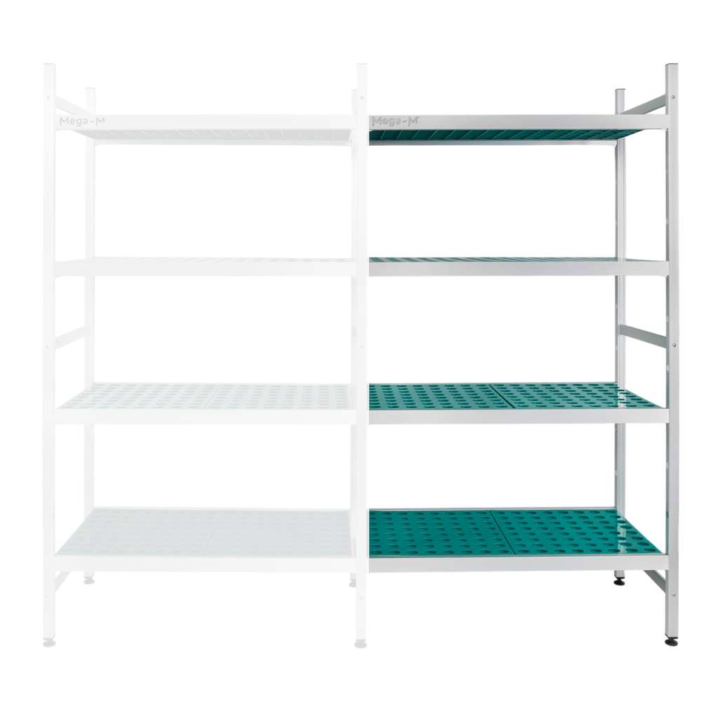 Mega-M ALUFRI Scaffale Alluminio 94x39x180 4 Ripiani PP Aggiuntivo