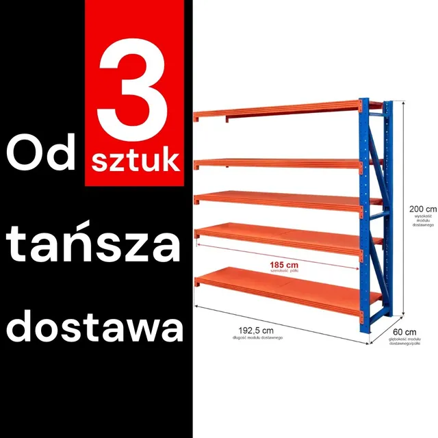 Mega-M Fortis Light Scaffale 200x192,5x50 5 Ripiani Aggiuntivo