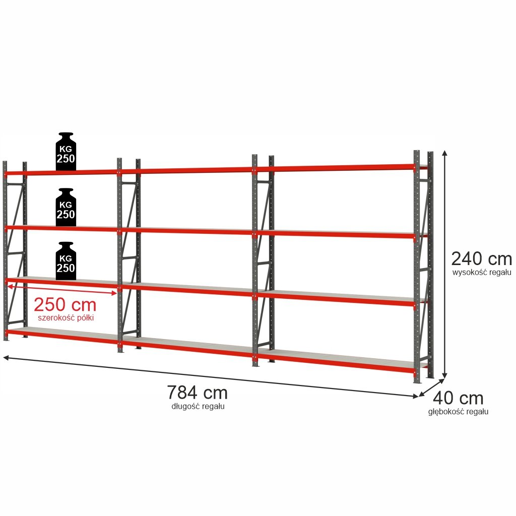 Mega-M FORTIS H-240 scaffale magazzino 12 ripiani 784x40 cm