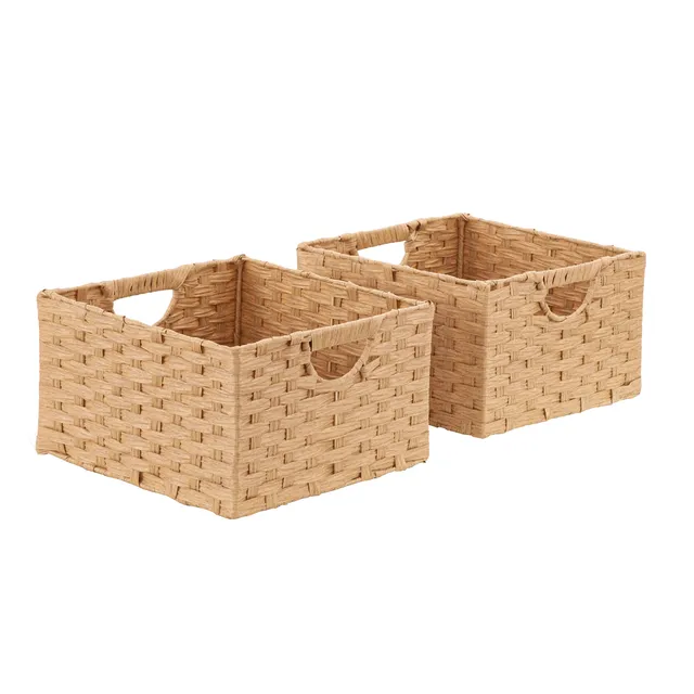 Seville Classics Set 2 cesti intrecciati beige 33 cm