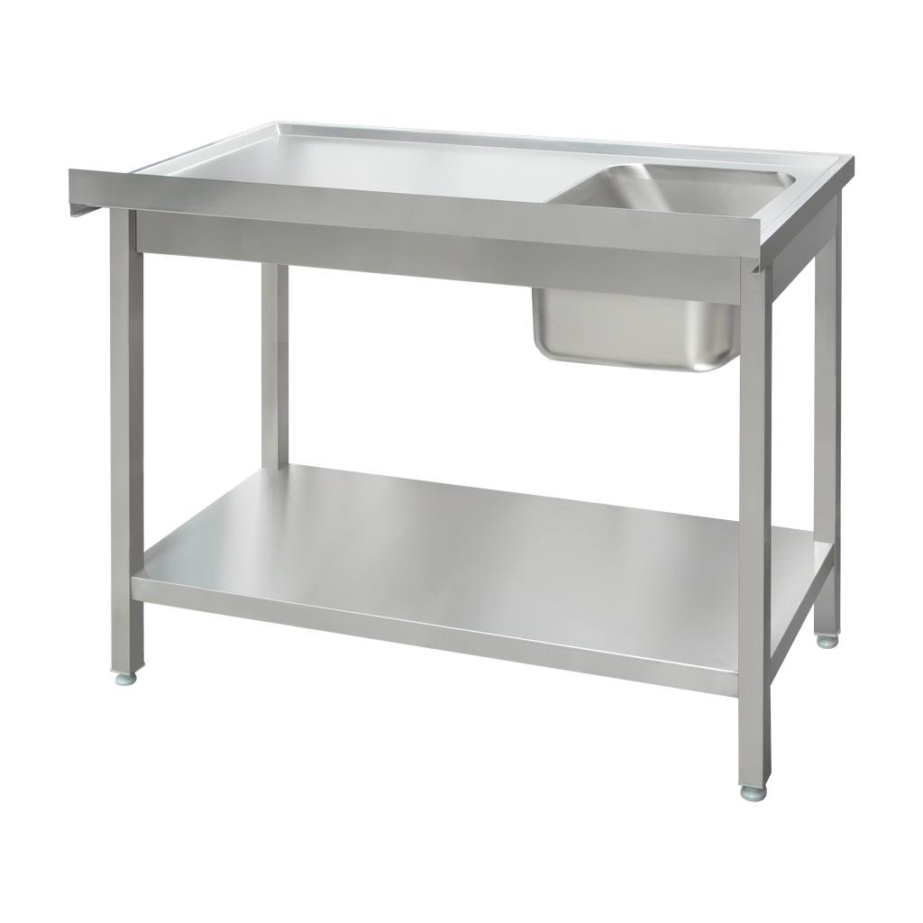 Mega-M 120x60x85 cm lavello inox vasca sinistra con ripiano