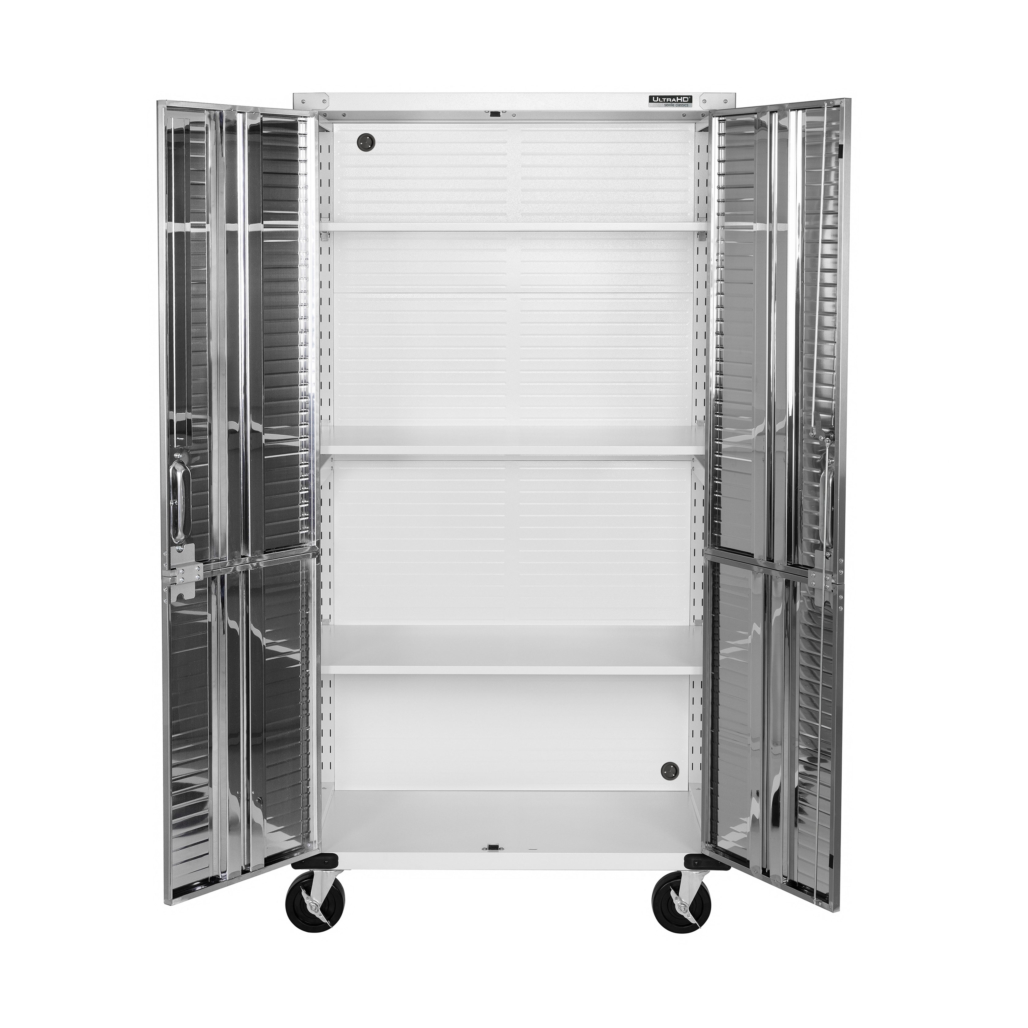 Seville Classics UltraHD Armadio Acciaio 2 Pezzi Bianco con Ruote