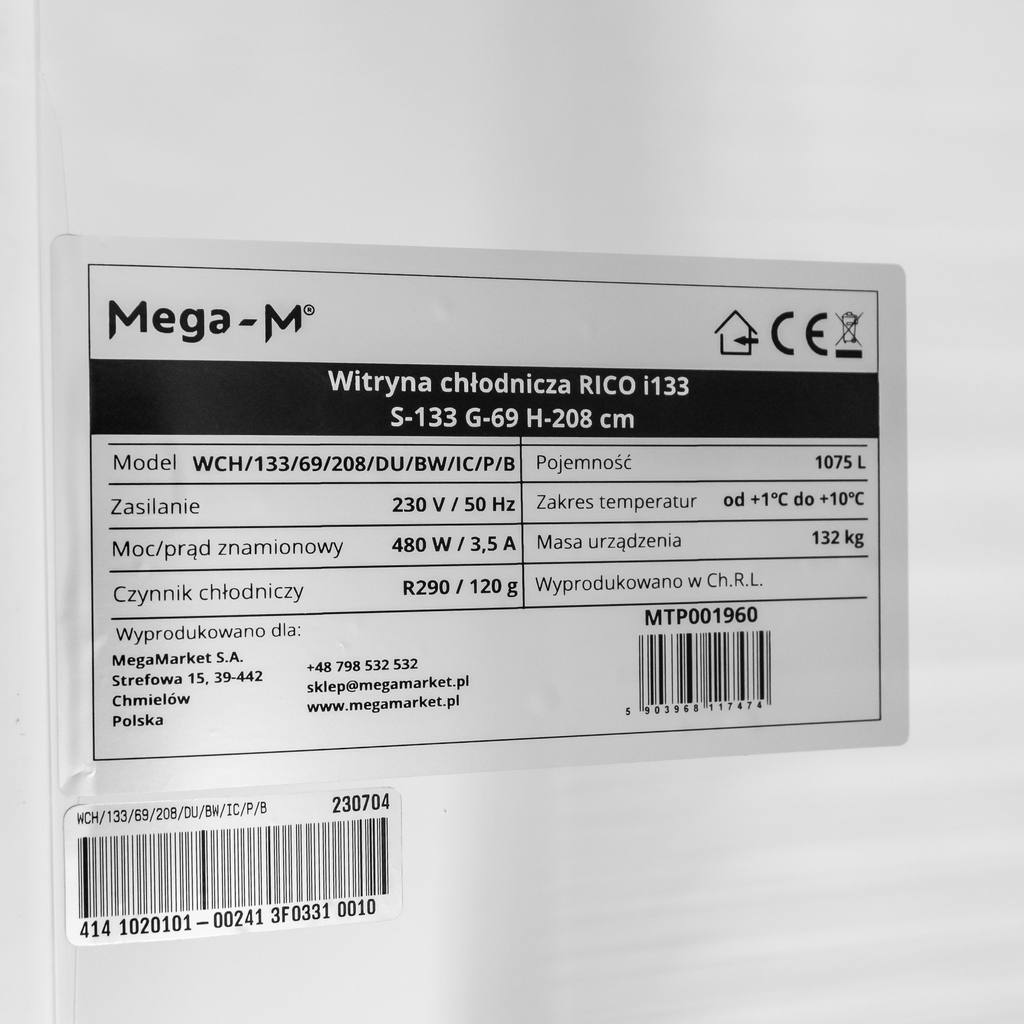 Mega-M Rico i133 Vetrina Refrigerata 2 Porte 1048L LED
